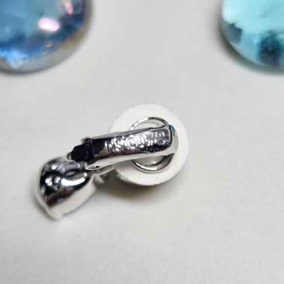 Authentic Swarovski Dangle Earrings Silver Tone With Blue And Green Stones - Picture 5 of 9